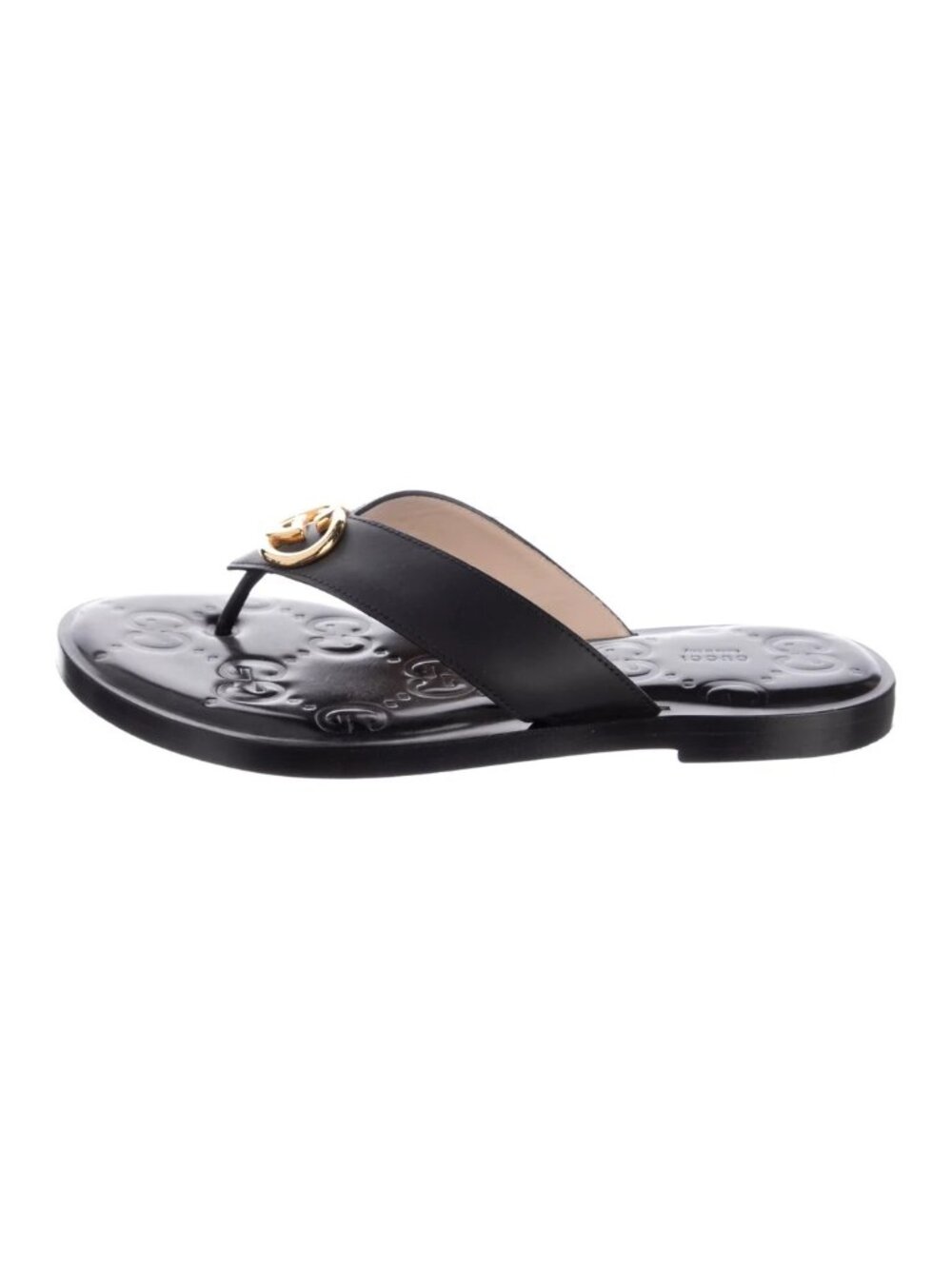 Gucci GG Marmont Interlocking G Sandals Black Gold Size 40 US 9.5/10 - Picture 4 of 10